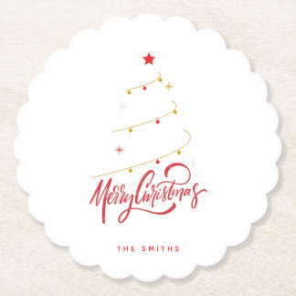 Elegant Christmas Tree Typography Script  Untersetzer