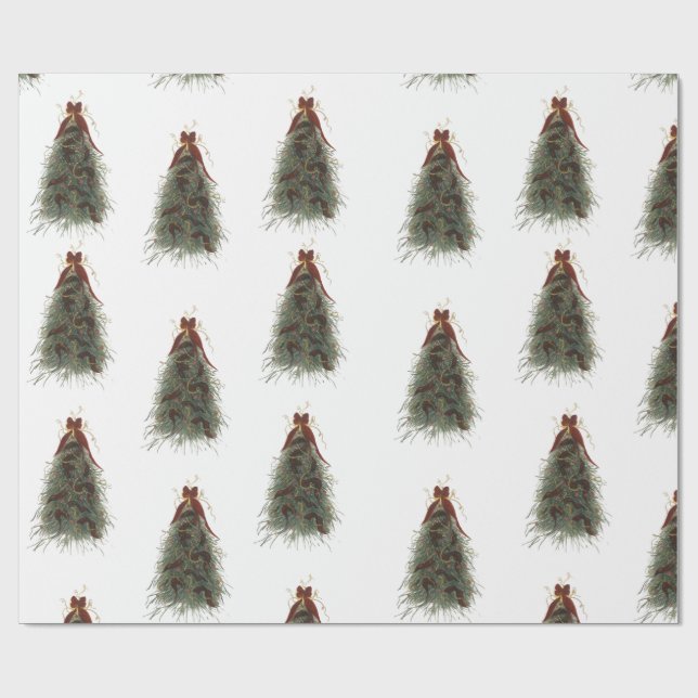 Elegant Christmas Tree Wrapping Paper Geschenkpapier (Flach)
