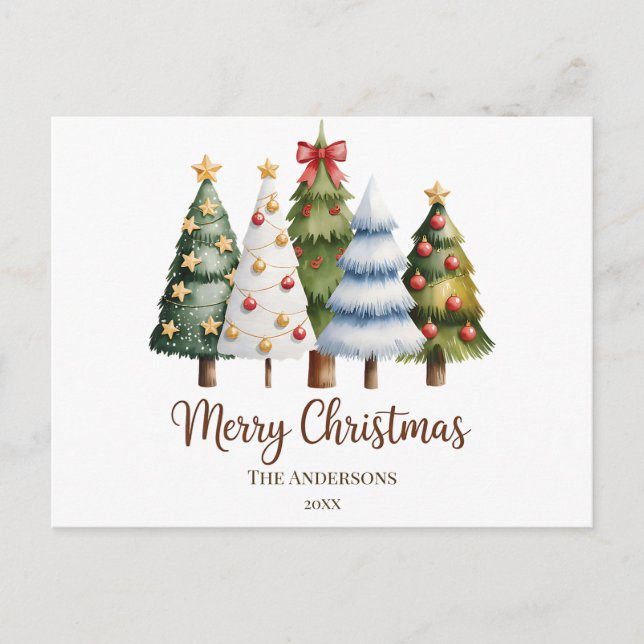 Elegant Christmas Trees Holiday Season Postkarte (Vorderseite)