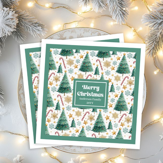Elegant Christmas Trees Red Green Holiday Napkins Serviette (Elegant Christmas Trees Red Green Holiday Napkins)