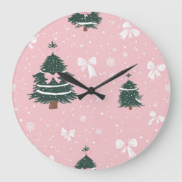 Elegant Christmas Wall Clock – Festive Winter Time Große Wanduhr