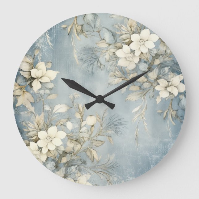 Elegant Christmas Wall Clock – Festive Winter Time Große Wanduhr (Vorderseite)