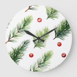 Elegant Christmas Wall Clock – Festive Winter Time Große Wanduhr