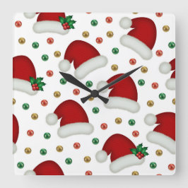 Elegant Christmas Wall Clock – Festive Winter Time Quadratische Wanduhr