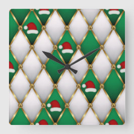 Elegant Christmas Wall Clock – Festive Winter Time Quadratische Wanduhr