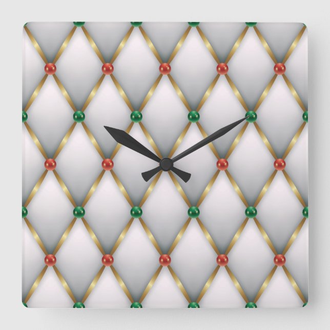 Elegant Christmas Wall Clock – Festive Winter Time Quadratische Wanduhr (Vorderseite)