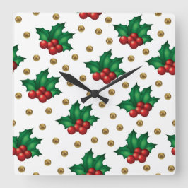 Elegant Christmas Wall Clock – Festive Winter Time Quadratische Wanduhr