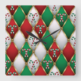 Elegant Christmas Wall Clock – Festive Winter Time Quadratische Wanduhr