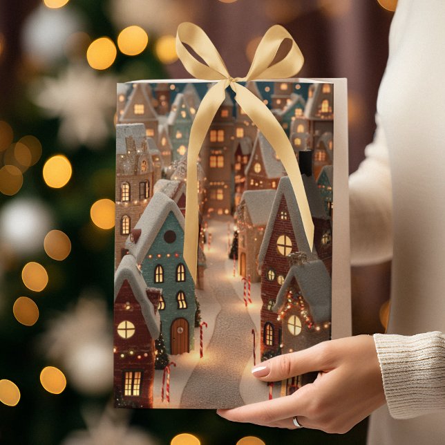 Elegant Christmas Whimsical Village | Gift Bag Mittlere Geschenktüte (Von Creator hochgeladen)
