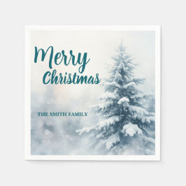 Elegant Christmas Xmas winter pine tree forest Hol Serviette