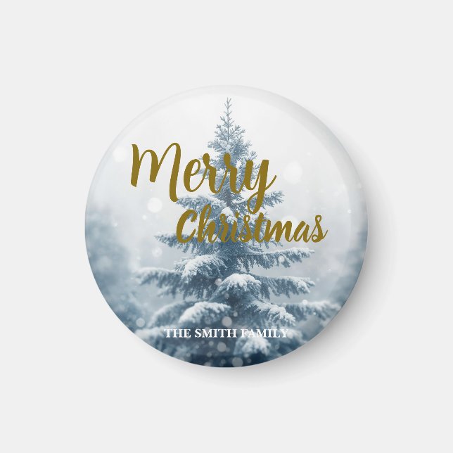 Elegant Christmas Xmas winter pine tree forest  Magnet (Vorne)