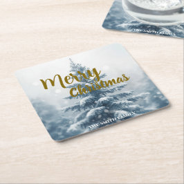 Elegant Christmas Xmas winter pine tree forest Rechteckiger Pappuntersetzer