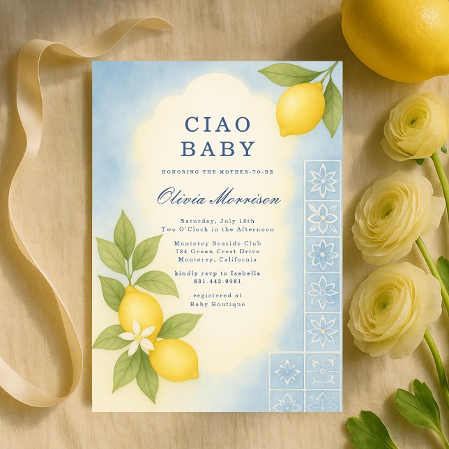 Elegant Ciao Baby Italian Baby Shower Einladung (Von Creator hochgeladen)