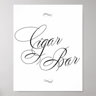 Elegant Cigar Bar Black Calligraphy   Chic Table Poster