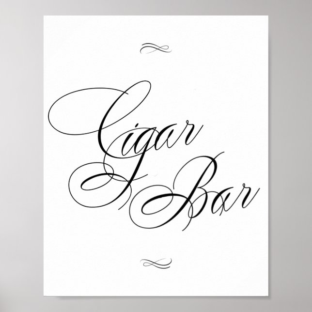 Elegant Cigar Bar Black Calligraphy | Chic Table Poster (Vorne)