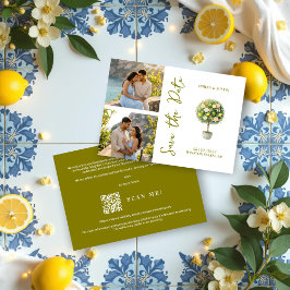 Elegant Citrus Mediterranean Topiary 2-Photo Save The Date