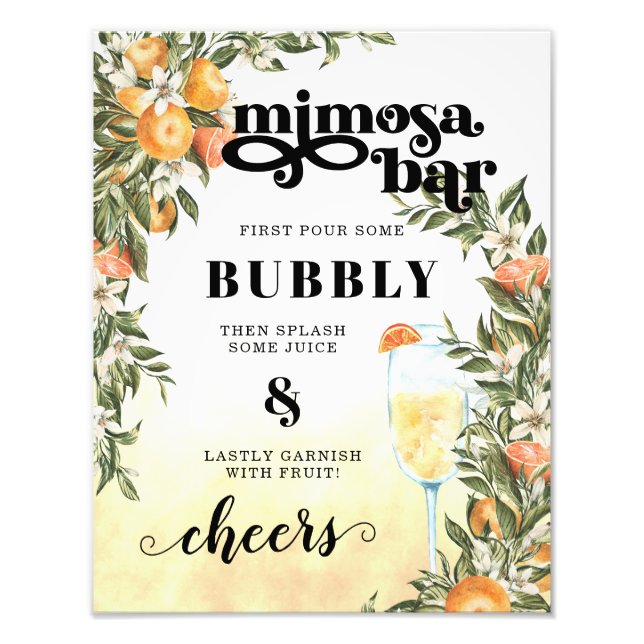 Elegant Citrus | Mimosa Drink Sign Fotodruck (Vorne)