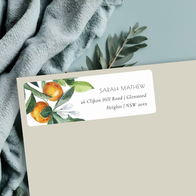 Elegant Citrus Orange Botanical Boho Adresse (Von Creator hochgeladen)