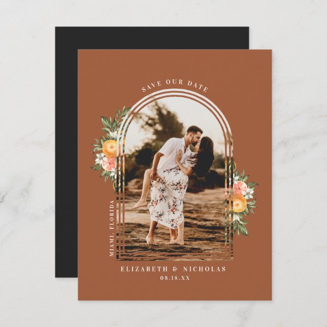 Elegant Citrus Orchard | Boho Save the Date (Vorne/Hinten)