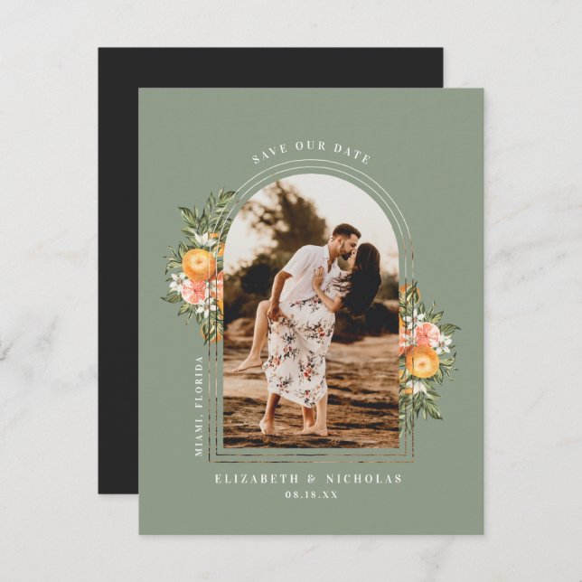 Elegant Citrus Orchard | Boho Save the Date (Vorne/Hinten)