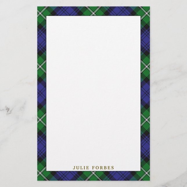 Elegant Clan Forbes Tartan Kariert Briefpapier (Vorderseite)