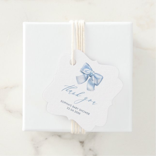 Elegant Clasic Gingham Baby Blue Bow Vielen Dank Geschenkanhänger (Beispiel)