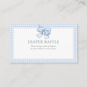 Elegant Clasic Gingham Blue Bow Diaper Raffle Begleitkarte