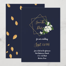 Elegant Class Navy Geometric Save the Date Einladung