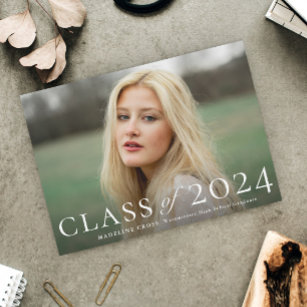 Elegant Class of 2024 Foto Abschluss Einladung