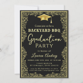 Elegant Class of 2027 Grad Party Invite with Gold Einladung