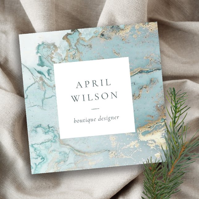 ELEGANT CLASSA AQUA DUSKY BLAUE GOLD AGATE GEODE S QUADRATISCHE VISITENKARTE (Von Creator hochgeladen)