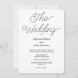 Elegant Classic Black and White Caligraphy Wedding Einladung