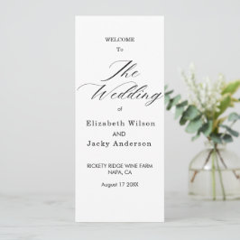 Elegant Classic Black and White Caligraphy Wedding Programm