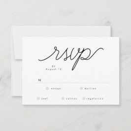 Elegant Classic Black and White Caligraphy Wedding RSVP Karte