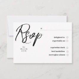 Elegant Classic Black and White Caligraphy Wedding RSVP Karte