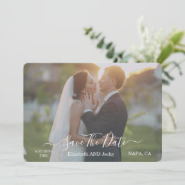 Elegant Classic Black and White Caligraphy Wedding Save The Date