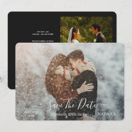 Elegant Classic Black and White Caligraphy Wedding Save The Date