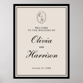 Elegant Classic Black Welcome to Our Wedding Sign Poster