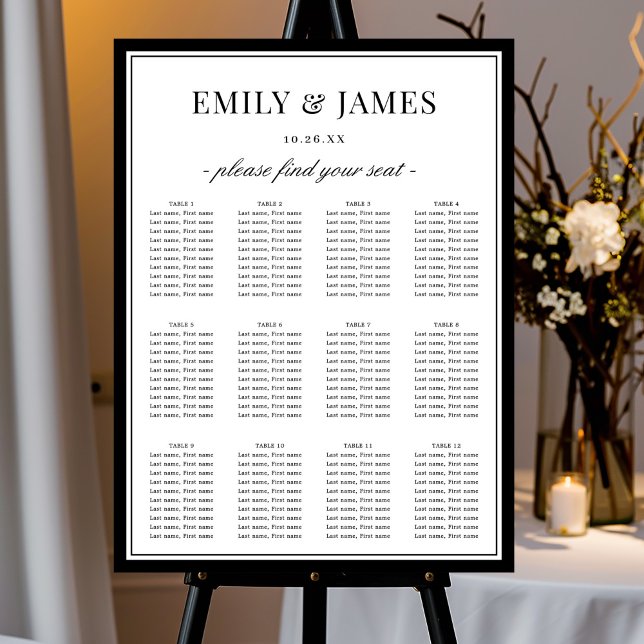 Elegant Classic Border Wedding Seating Chart Poster (Von Creator hochgeladen)