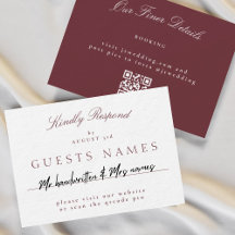 Elegant Classic Burgundy Wedding QR CODE RSVP