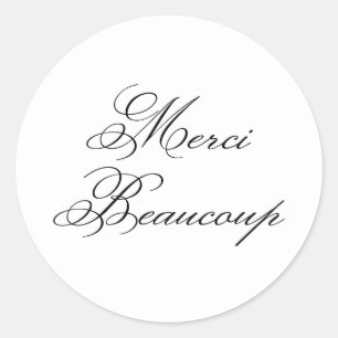 Elegant Classic Calligraphy Merci Beaucoup Runder Aufkleber