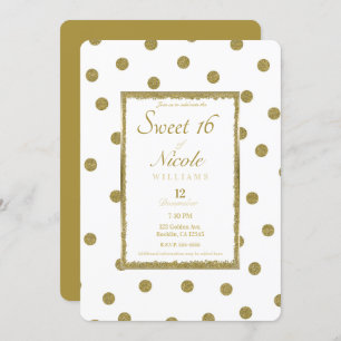 Elegant Classic & Chic White Gold Sweet 16 Party Einladung
