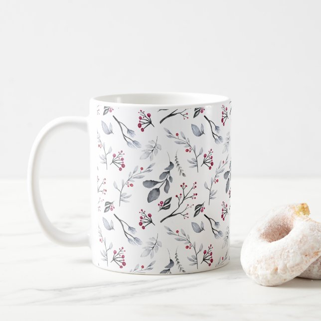 Elegant Classic Christmas Leaves and Berries Kaffeetasse (Mit Donut)