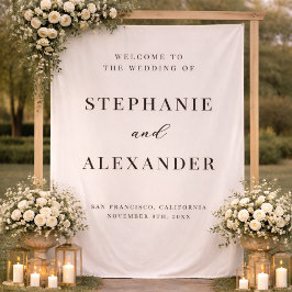 Elegant Classic Custom Fabric Wedding Welcome Sign Wandteppich