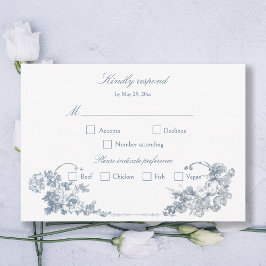 Elegant Classic Dusty Blue RSVP Karte
