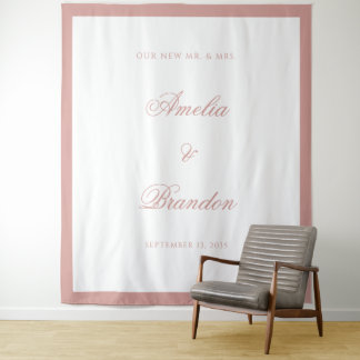 Elegant Classic Dusty Rose Border Wedding Backdrop Wandteppich