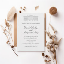 Elegant Classic Estate Illustration Wedding Invita