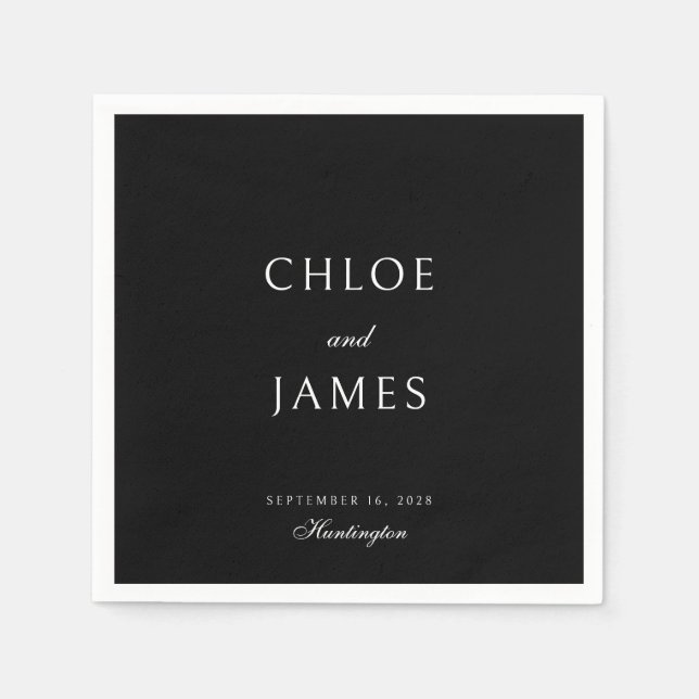 Elegant Classic Formal Black Names Wedding  Serviette (Vorderseite)