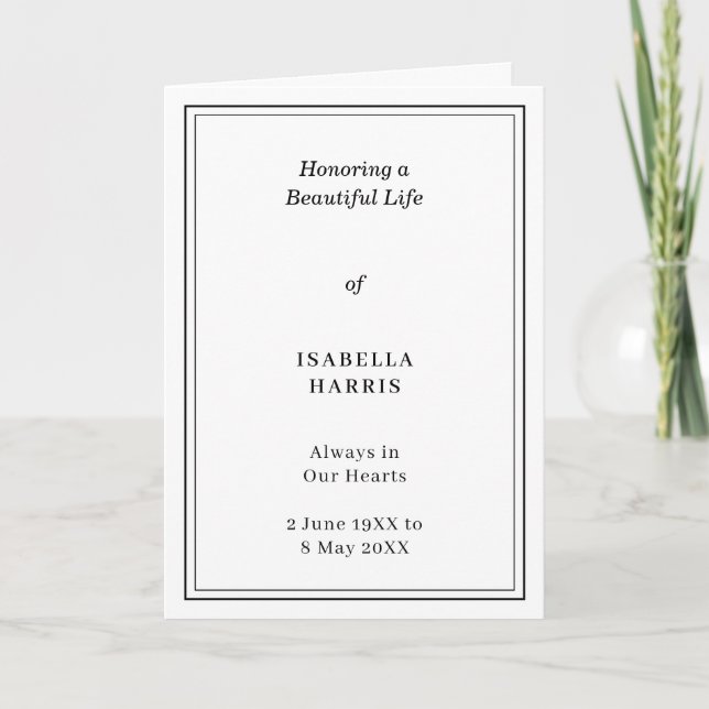Elegant Classic Funeral Service Design Programm (Vorderseite)