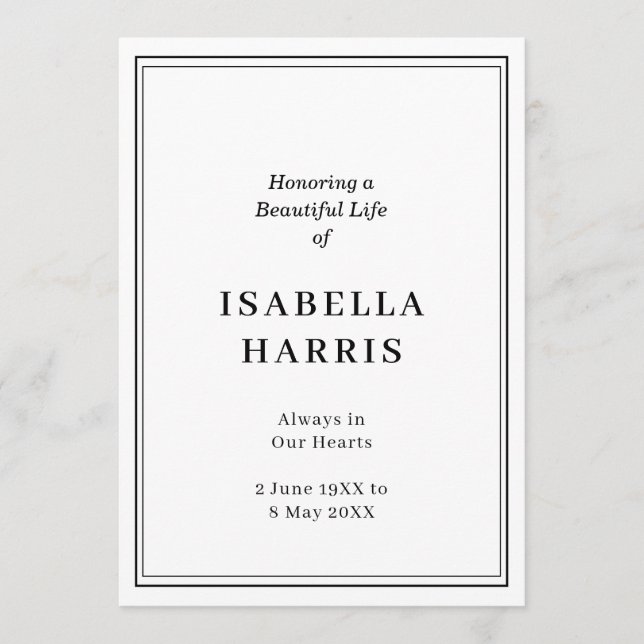 Elegant Classic Funeral Service Design Programm (Vorderseite)